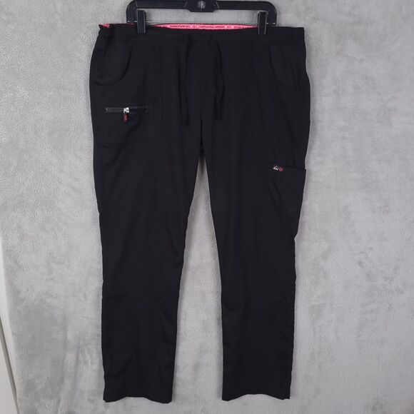 Koi Lite Scrub Pants Womens Large Black Slim Fit Mechanical Drawstring Pockets - Picture 1 of 16